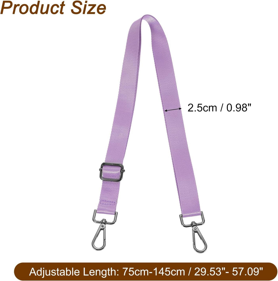 Wide Shoulder Strap, 2.5cm Adjustable Purse Strap Replacement Crossbody Strap for Shoulder Bag Handbag, Light Purple, Black Pull Core Buckle