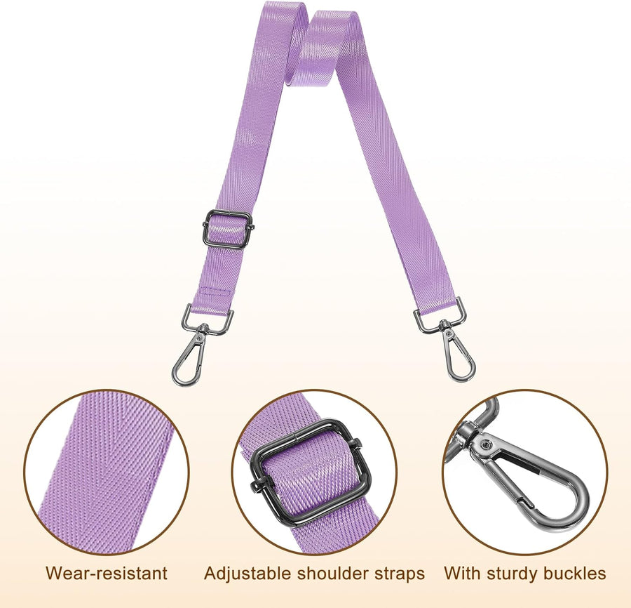 Wide Shoulder Strap, 2.5cm Adjustable Purse Strap Replacement Crossbody Strap for Shoulder Bag Handbag, Light Purple, Black Pull Core Buckle