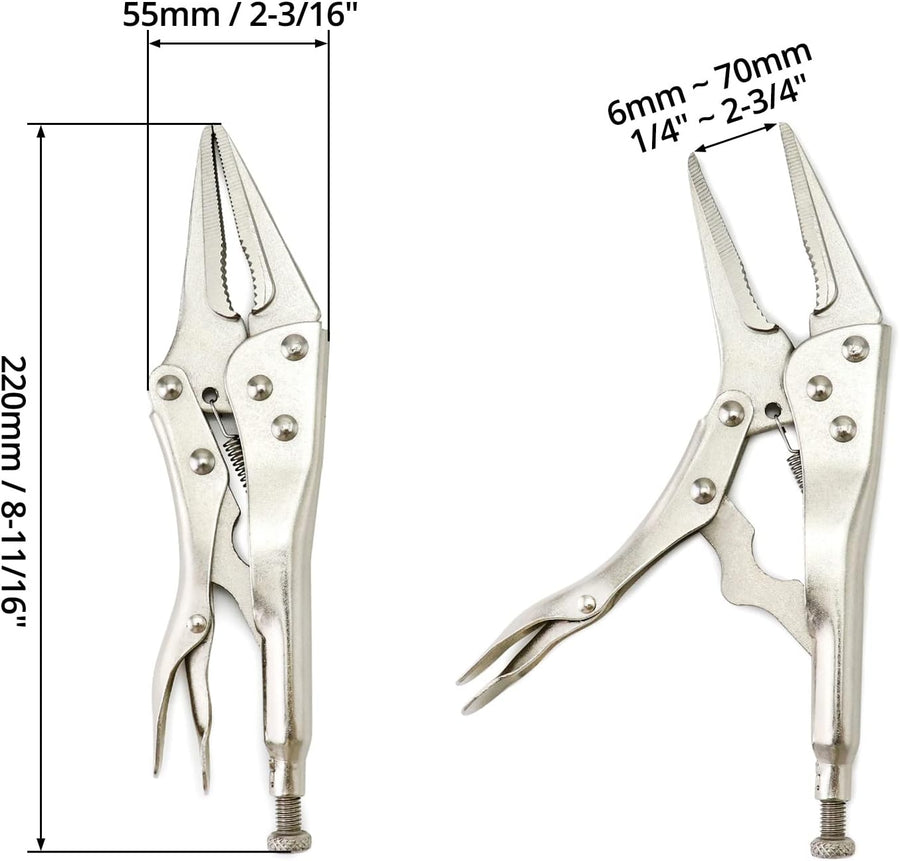 2 Pack Original Locking Pliers - 9" Long Nose, Curved Jaw, 2-3/4" Max Opening