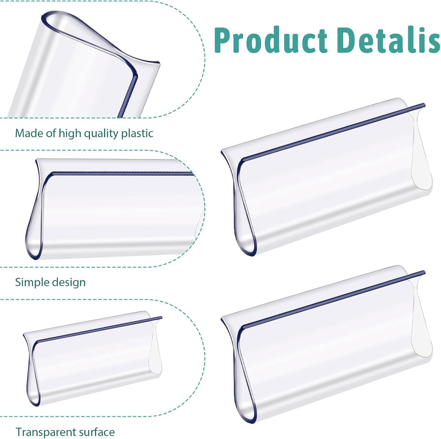 8 Pack Roller Window Shades Pulls, Clear Plastic Window Shades Hem Grips Handles R Type Windows Blinds Shade Pull Down Replacement Accessories for Roller Blinds, Home, Rv, Office, Hotel