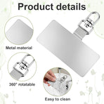 20 Pack Phone Tether Tab, 360° Rotatable Phone Lanyard Tab Stainless Steel Cellphone Lanyard Patch Universal Smartphone Lanyards Pad for Full Phones Cases (Silver)