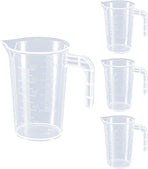 Plastic Measuring Beaker, 4 Pcs Liquid Measuring Cups, 100 ml Unbreakable Graduated Beakers with Handle and Spout, Transparent Clear Precise Markings for Kitchen Baking Lab Restaurant Use