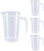 Plastic Measuring Beaker, 4 Pcs Liquid Measuring Cups, 100 ml Unbreakable Graduated Beakers with Handle and Spout, Transparent Clear Precise Markings for Kitchen Baking Lab Restaurant Use