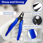 2 Pack Wire Cutters Set, 6" and 5" Ultra Sharp Flush Cutters, Carbon Steel Wire Cutters for Crafting, Electronics, 3D Prints, Jewelry Making, Model Sprue, Zip Ties(6"+ 5", Blue, 2 Pack)