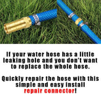 3PCS Solid Brass 5/8" Hose Repair Connectors with Stainless Steel Clamps Small Garden Water Hose End Parts Repair Kit Fitting