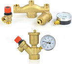Brass Automatic Float Valve Kit 1/2"G Air Bleeder Release Vent Valve & 1/2"G Female × 1/2"NPT Male Pipe Fitting Connector Adapter