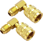1/4" SAE Male to 5/16" SAE Female Flare Swivel Port 90 Degrees Elbow Adapter for R410A Mini Split HVAC System (Pack of 2)