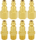 8PCS Brass 1/4 Inch NPT Female and Male Industrial Air Hose Quick Connect Air Plug Fittings