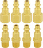 8PCS Brass 1/4 Inch NPT Female and Male Industrial Air Hose Quick Connect Air Plug Fittings