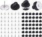 50 Pairs Pin Backings Tie Tacks Blank Pins with Rubber Backings Pinbacks for Crafts (Silver Black, 50 Sets)