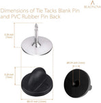 50 Pairs Pin Backings Tie Tacks Blank Pins with Rubber Backings Pinbacks for Crafts (Silver Black, 50 Sets)