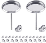 60pcs Blank Earring Studs 12mm Stainless Steel Cabochon Setting Post With Backs for Resin DIY Earstud Making