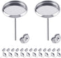 60pcs Blank Earring Studs 12mm Stainless Steel Cabochon Setting Post With Backs for Resin DIY Earstud Making