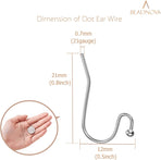 Earring Hooks 150pcs Stainless Steel Ball Dot Ear Wire with Rubber Backs Earwire for Jewelry Making Earring Supplies (150pcs Ear Wire and 150 pcs Backs, Total 300pcs)