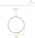 Hoop Ear Wires 30pcs Stainless Steel 30mm Wine Glass Charm Rings Earring Hoops for Jewelry Making Earring Making DIY