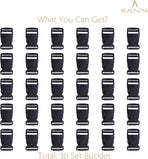 Side Release Buckle 1 Inch Plastic Buckles Clip Adjustable Release for Paracord Webbing Belt (Black, 1 Inch, 30 Piece)