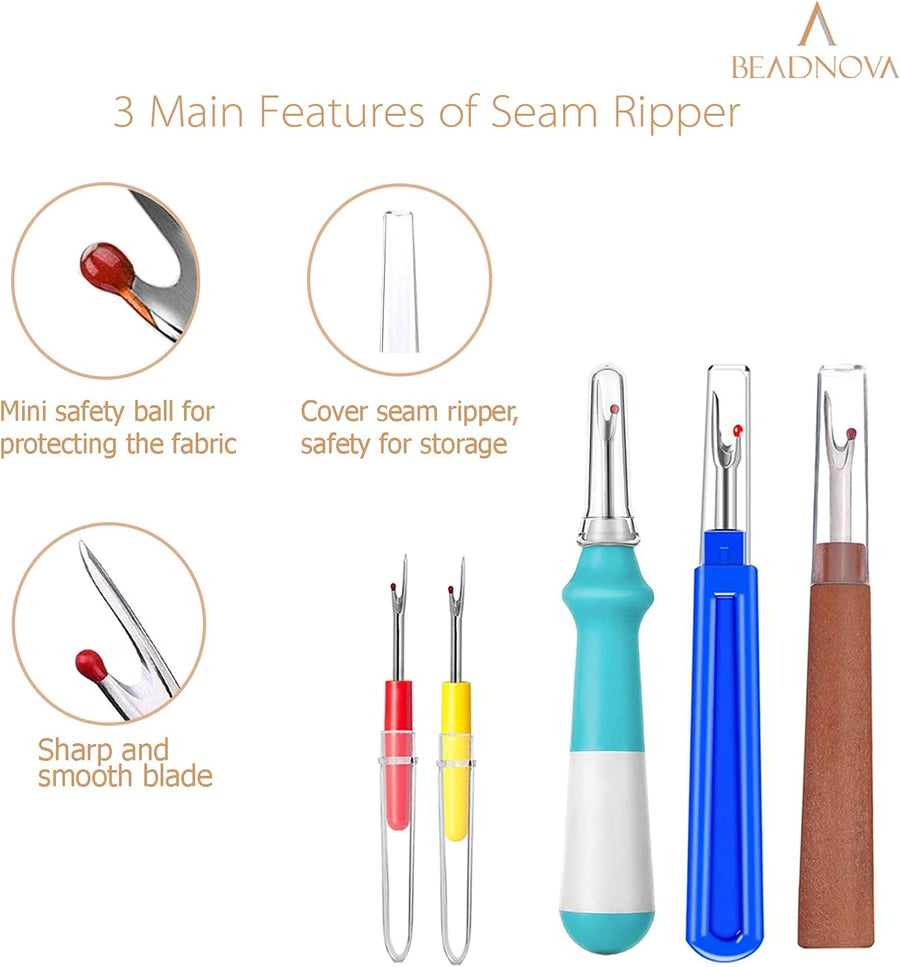 Seam Ripper 5pcs Plastic Thread Cutter Stitch Remover Large Thread Remover Stitch Eraser Tag Ripper for Clothes Crafting Embroidery (4 Styles)