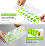 Ice Cube Tray with Lids - 4 Pack Stackable Silicone Ice Trays for Freezer, BPA & LFGB Safe, Easy Release for Kitchen, RV, Cocktail, Coffee, Soup & Food