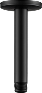 Shower Arm with Flange, 6 in Ceiling Mount Replacement Rain Shower Head Straight Arm Ceiling-Mounted For Fixed Shower Head & High Pressure Rain, Matte Black