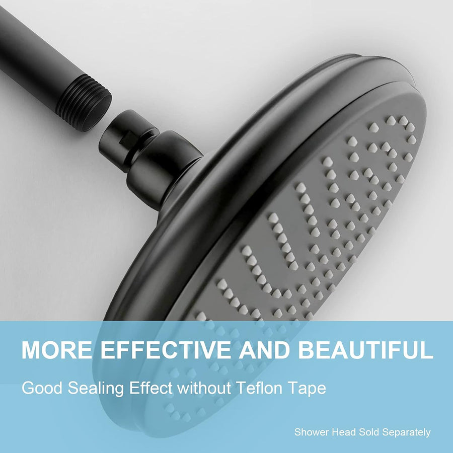 Shower Arm with Flange, 6 in Ceiling Mount Replacement Rain Shower Head Straight Arm Ceiling-Mounted For Fixed Shower Head & High Pressure Rain, Matte Black