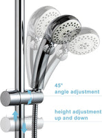 Shower Head Holder, Adjustable 0.75-1.00 in(19-25 mm) Diameter Hand Shower Holder Bracket for Slide Bar, Detachable Slider Clamp Bathroom Replacement, 360 Degree Rotation Sprayer Holder, Chrome