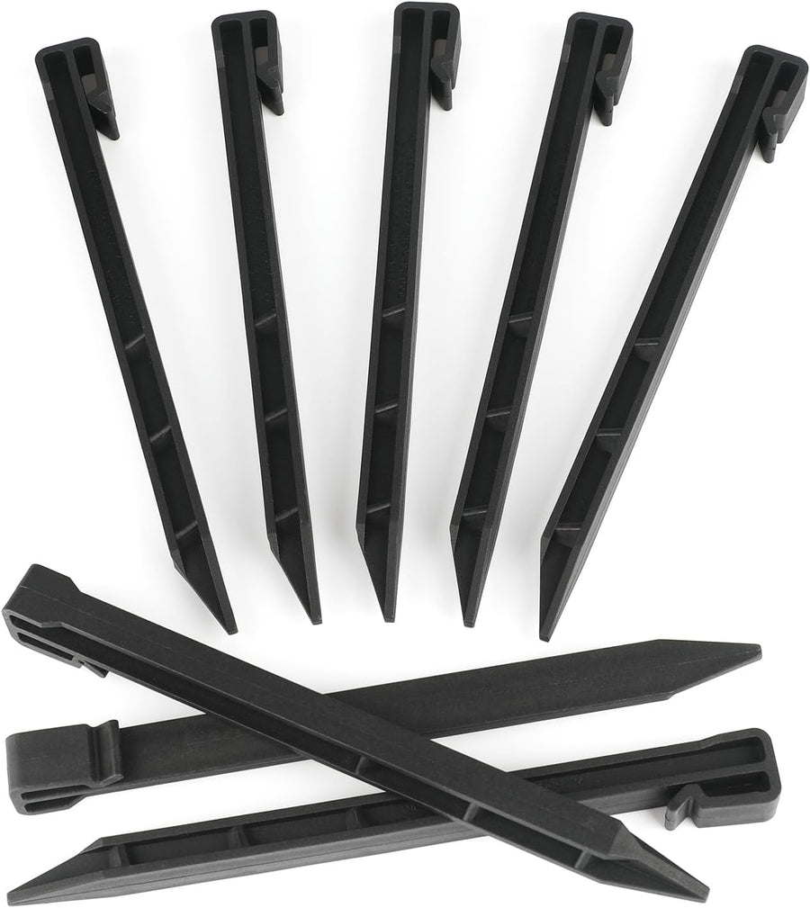 Landscape Edging Garden Stakes - 10 Inch Black Garden Landscape Anchoring Stakes Heavy Duty 12 Pcs Plastic Ground Stakes for Lawn & Garden Yard Borders