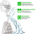 Suction Cup Hooks - 4 Pack Suction Hooks Reusable Powerful Waterproof - Clear Removable Suction Hanger for Christmas Wreath, Shower,Tile,Bathroom,Towel,Kitchen