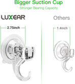 Suction Cup Hooks - 4 Pack Suction Hooks Reusable Powerful Waterproof - Clear Removable Suction Hanger for Christmas Wreath, Shower,Tile,Bathroom,Towel,Kitchen