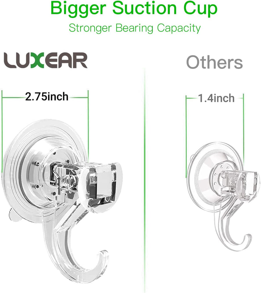 Suction Cup Hooks - 4 Pack Suction Hooks Reusable Powerful Waterproof - Clear Removable Suction Hanger for Christmas Wreath, Shower,Tile,Bathroom,Towel,Kitchen