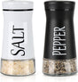 Salt and Pepper Shakers with Adjustable Pour Hole, Stainless Steel Salt Pepper Shaker Dispenser with Glass Bottom for Kitchen Cooking, RV, Camp, BBQ