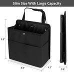Car Trash Can with Pocket, Small Vehicle Dustbin Automotive Garbage Organizer Bin with 60 Pcs Trash Bags, Hanging Cars Storage Container for SUV Vans (Black)