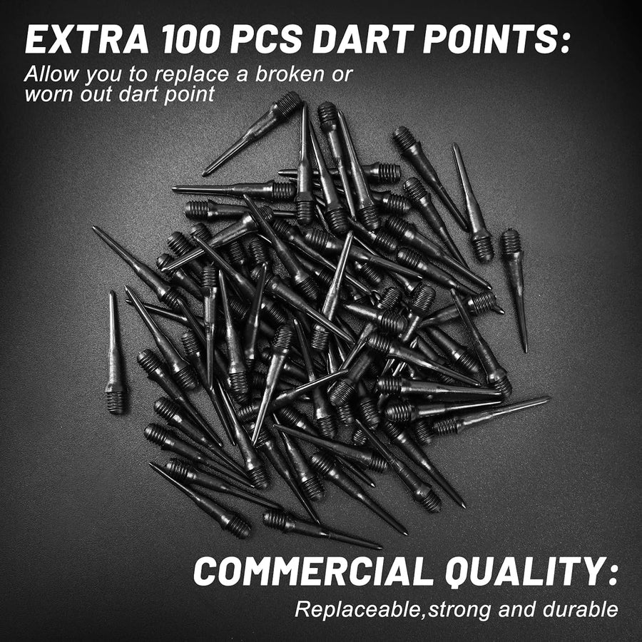 12 Pack Soft Tip Darts, Bar Dart, Plastic Tip Darts Set, Attach Extra 100 Black 2BA Replacement Tips, Soft Tip Darts for Electronic/Plastic Dartboard