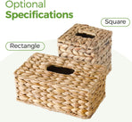 Tissue Box Cover, Square Wicker Tissue Box Holder Facial Tissues Boxes, Hand Woven Napkin Box Tissue Holder for Bathroom Bedroom Office Table Desk Night Stand, Boho Decorative, Natural