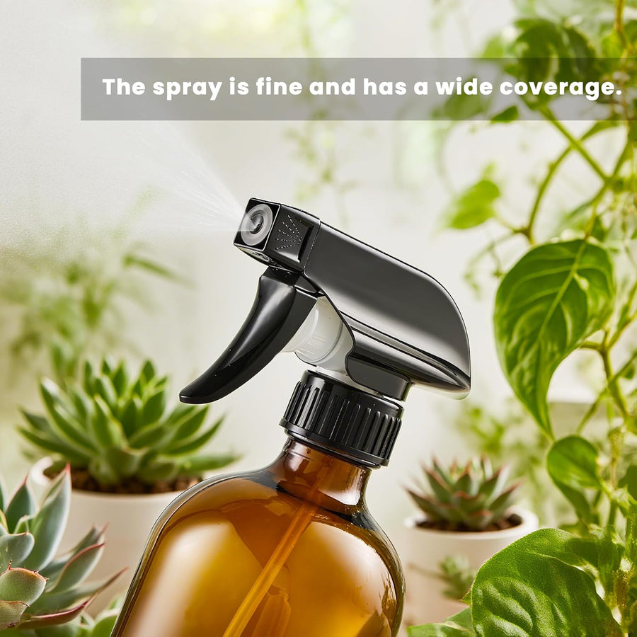 Glass Spray Bottles, Amber Glass Spray Bottles, 16oz, Adjustable Nozzle for Stream and Spray, Reusable, for Essential Oils, Cleaning Products, Detergents(1ps)