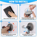 Suction Cup Hooks for Shower, Powerful Vacuum Shower Hook for Towel, Robe, Loofah - Reuseable and Removeable Bathroom Hook, Gray, 6 Pack