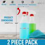 24 oz Spray Bottle - Heavy Duty Cleaning Spray Bottles For Cleaning Solutions - Leakproof Cleaning Spray Bottle Set with Adjustable Nozzle & Spring Loaded Trigger (2 Pack)