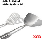 18/10 Stainless Steel Spatula Set - 15" Metal Spatulas for Kitchen Use, 1 Slotted Spatula + 1 Solid Turner, Heat Resistant Metal Cooking Utensils, Dishwasher Safe, Silver