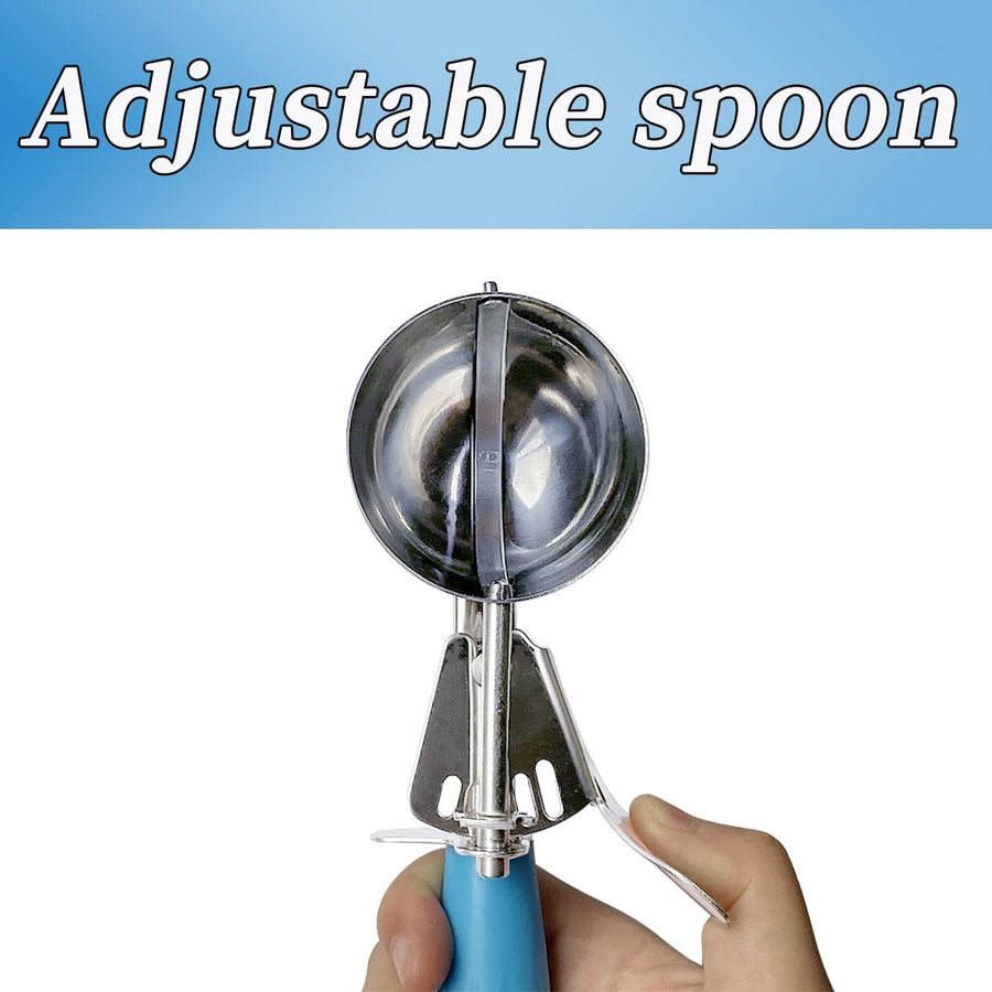 Stainless Steel Ice Cream Scoop Set Dishers Scoops Cookie Scoop Set Food Scoop, Right Handed Scoop, Blue Handle (2.48 Inch)