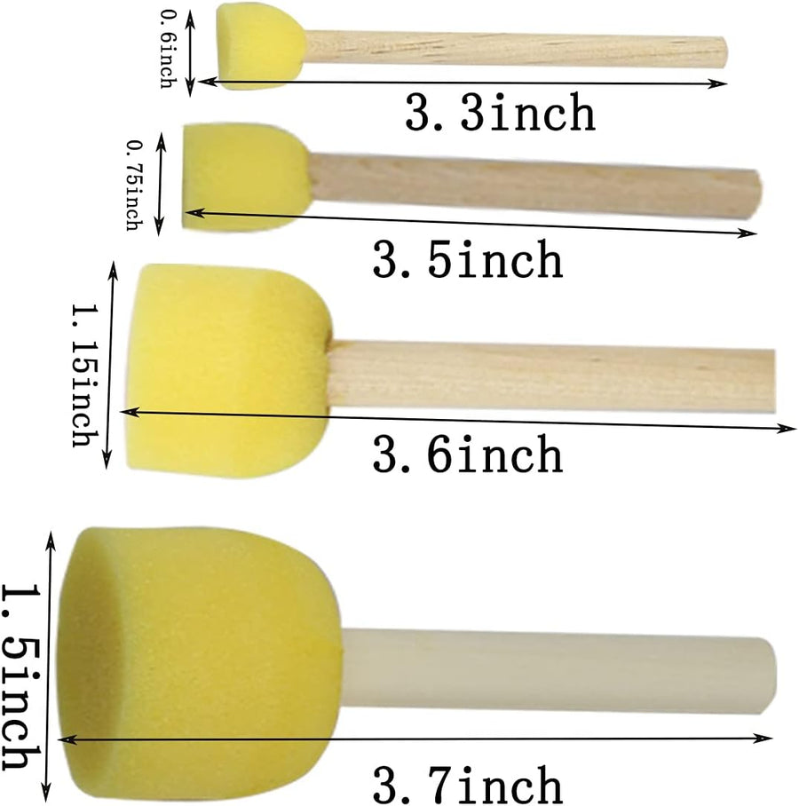 20 pcs Round Sponges Brush Set, 4 Sizes Paint Tools for Kids