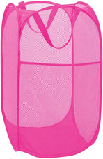 Deluxe Strong Mesh Pop up Laundry Hamper Basket with Side Pocket for Laundry Room, Bathroom, Kids Room, College Dorm or Travel Blush