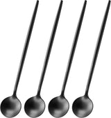 4 PCS 6.7 Inches Satin Black Stainless Steel 18/10 Coffee Spoons,Iced Tea Spoon,Espresso Stirring Spoons,Matte Black SS304 Teaspoons,Dessert Spoon,Long Coffee Spoons accessories