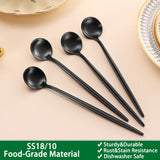 4 PCS 6.7 Inches Satin Black Stainless Steel 18/10 Coffee Spoons,Iced Tea Spoon,Espresso Stirring Spoons,Matte Black SS304 Teaspoons,Dessert Spoon,Long Coffee Spoons accessories - Side View