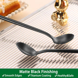 4 PCS 6.7 Inches Satin Black Stainless Steel 18/10 Coffee Spoons,Iced Tea Spoon,Espresso Stirring Spoons,Matte Black SS304 Teaspoons,Dessert Spoon,Long Coffee Spoons accessories - Top-Down View