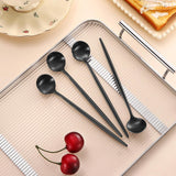 4 PCS 6.7 Inches Satin Black Stainless Steel 18/10 Coffee Spoons,Iced Tea Spoon,Espresso Stirring Spoons,Matte Black SS304 Teaspoons,Dessert Spoon,Long Coffee Spoons accessories - Close-Up Angle