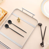 4 PCS 6.7 Inches Satin Black Stainless Steel 18/10 Coffee Spoons,Iced Tea Spoon,Espresso Stirring Spoons,Matte Black SS304 Teaspoons,Dessert Spoon,Long Coffee Spoons accessories - Low Angle