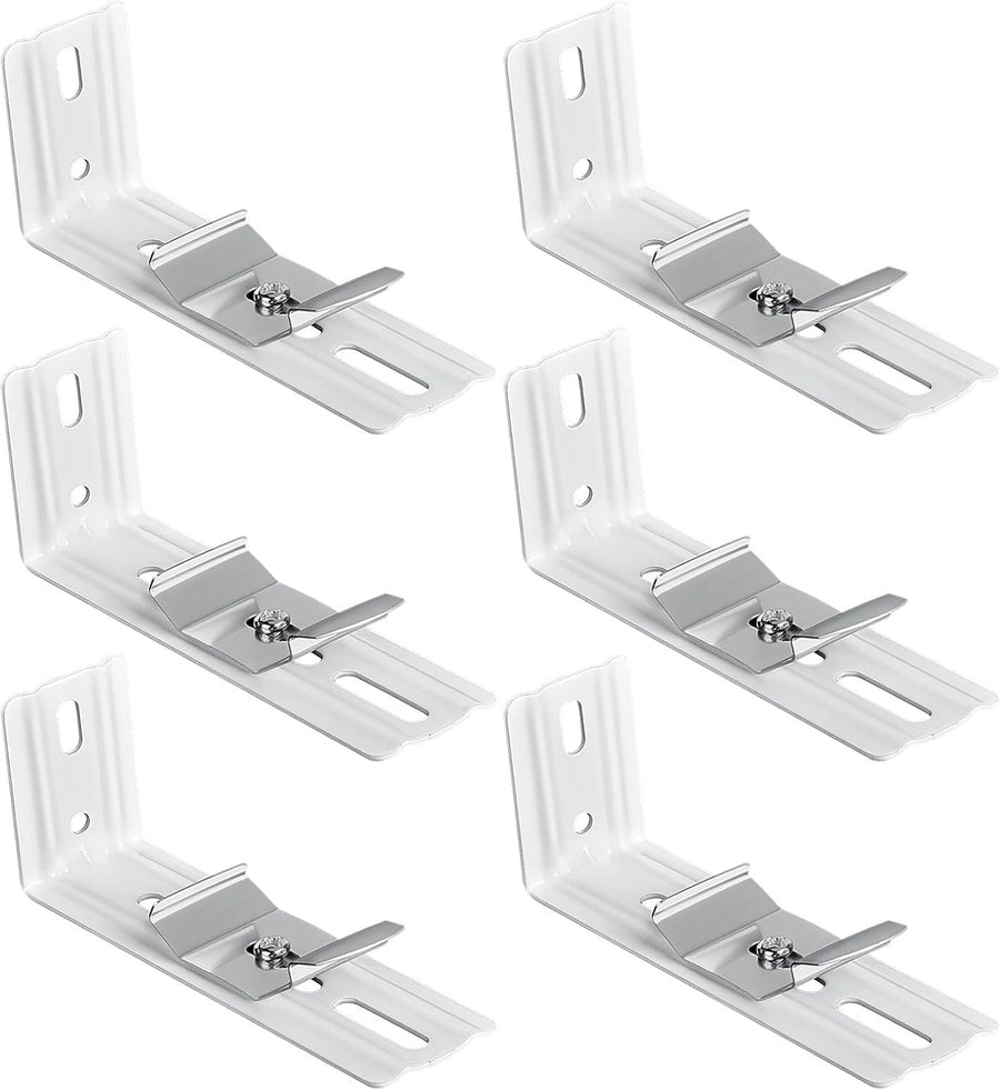 6 Pcs Vertical Blinds L Bracket Vertical Blind Wall Mount with Headrail 1-1/2" C Clamp Brackets 4" Outside Mounting Bracket Clips Vertical Blind Top Code Mounting (Silver)