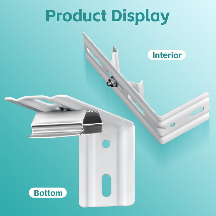 6 Pcs Vertical Blinds L Bracket Vertical Blind Wall Mount with Headrail 1-1/2" C Clamp Brackets 4" Outside Mounting Bracket Clips Vertical Blind Top Code Mounting (Silver)