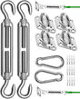 Sun Shade Sail Hardware Kit, 304 Stainless Steel Sunshades Canopy Installation Kit for Garden Rectangle & Triangle Shade Sails, Heavy Duty Shade Sail Fixing Accessories, Awning Attachment Set