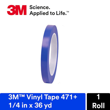 Vinyl Tape 471+, 1/4 in x 36 yd, Indigo, 1 Roll, Fine Line Tape for Paint Masking Striping, Color Separation, image 2