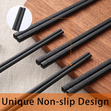 10 Pairs Fiberglass Chopsticks - Reusable Chopsticks Dishwasher Safe, 9 1/2 Inches - Black - Side View